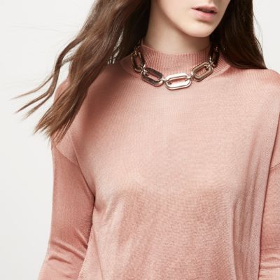 Rose gold tone large chain necklace